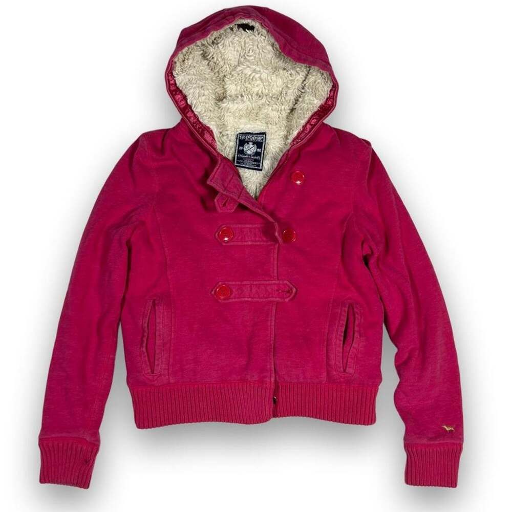 VINTAGE Y2K VICTORIA’S SECRET PINK SHERPA TOGGLE HOODIE (2008) Size M